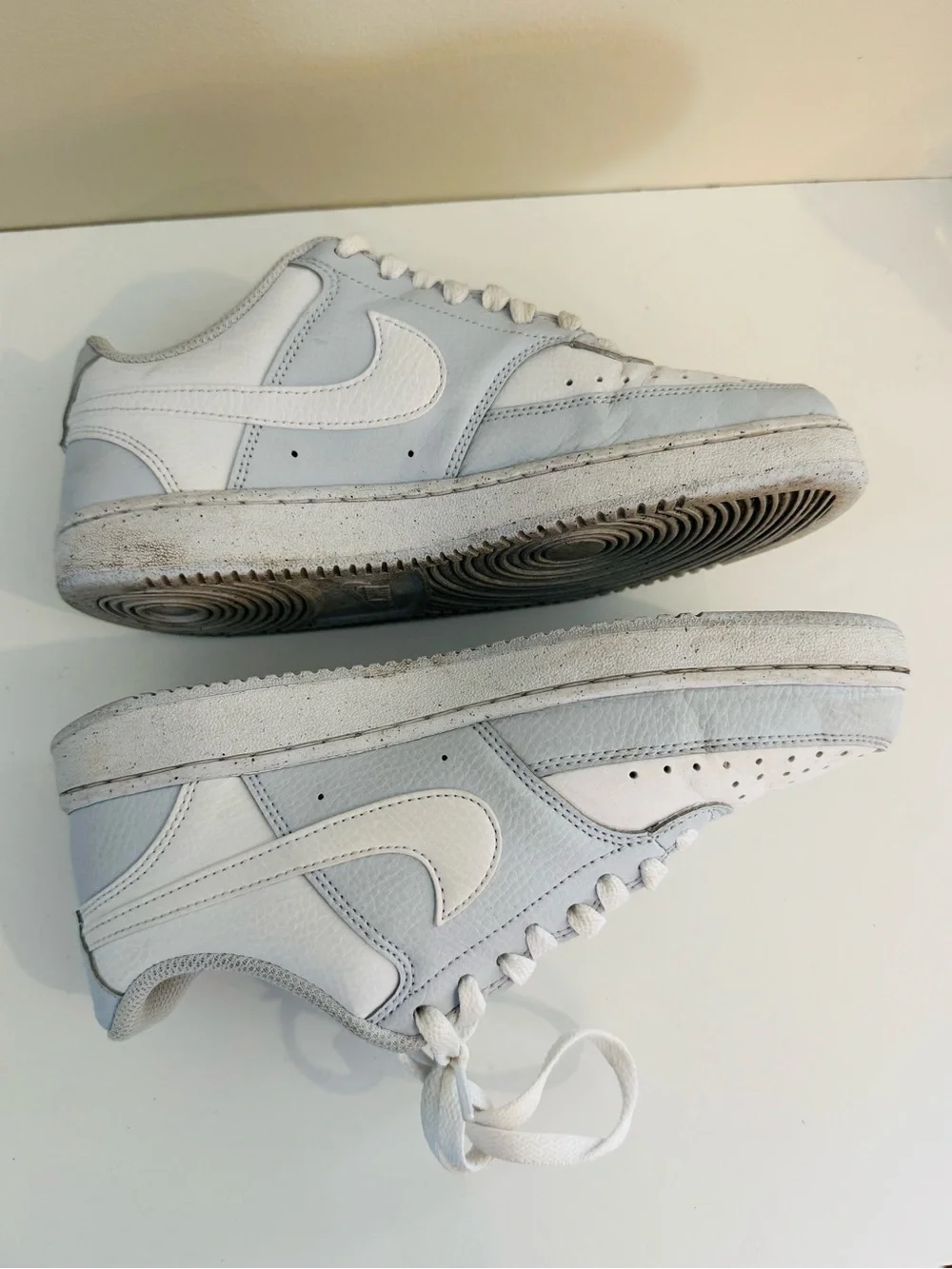 Nike Women's Court Vision Low Sneaker  Low Top Sneakers in White and Light Blue
